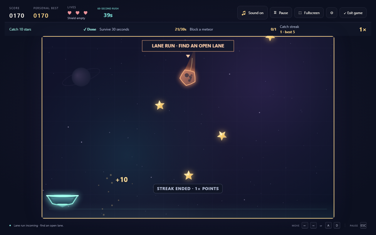 Star Fall Rush release notes · CTSoftwares Gaming